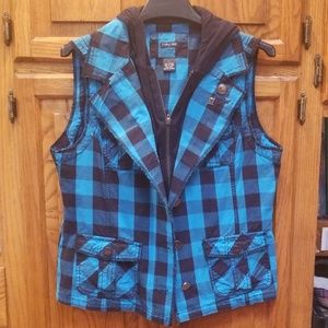 Black and turquoise vest